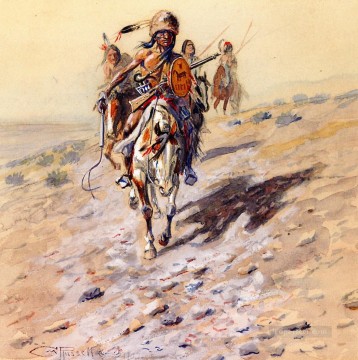 American Indians Painting - on the trail 1902 Charles Marion Russell American Indians